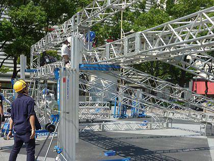 Setting up a large sized truss tent