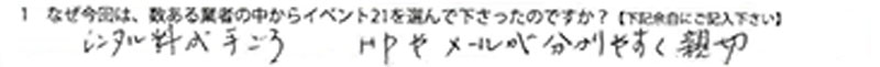 レンタル料が手ごろ　HPやメールが分かりやすく親切